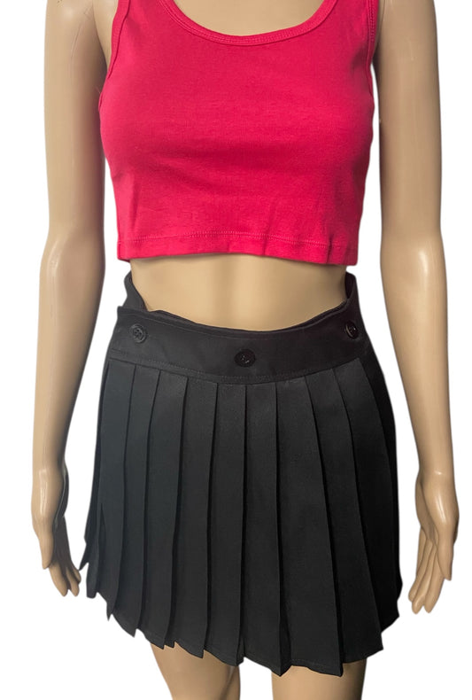 Adjustable Black Pleated Skirt