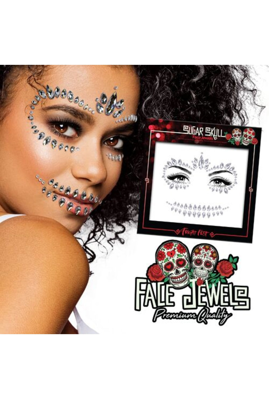 Fright Fest Sugar Skull Face Gems