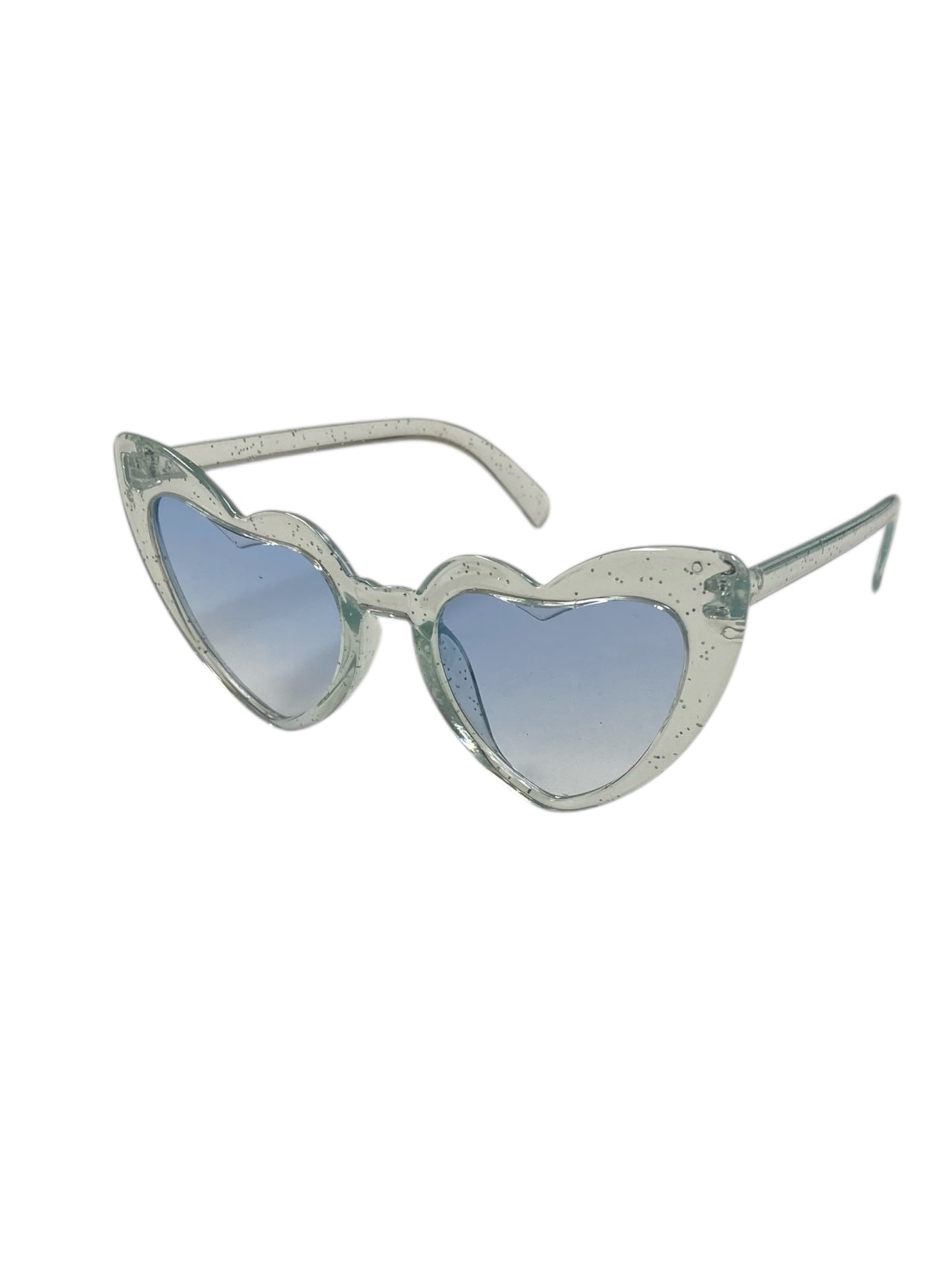 Glitter Blue Retro Heart Fashion Glasses