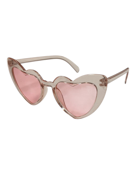 Clear Pink Retro Heart Fashion Glasses