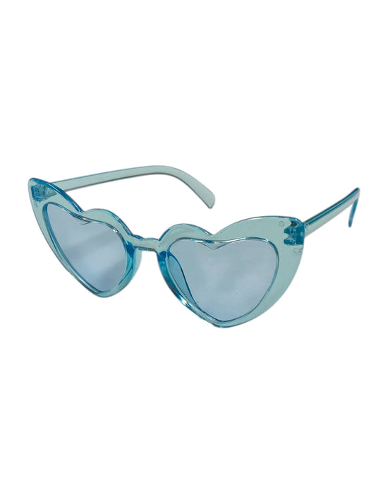 Clear Blue Retro Heart Fashion Glasses
