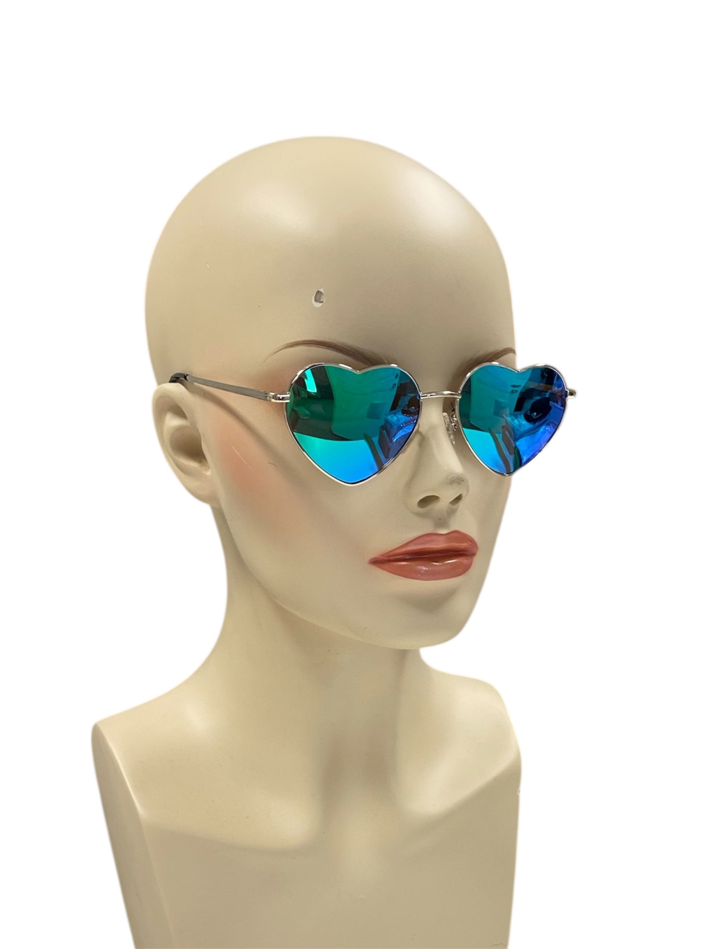 Sea Green Mirrored Fashion Heart Glasses