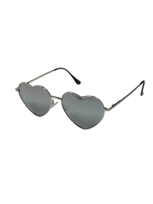 Silver Mirrored Fashion Heart Glasses