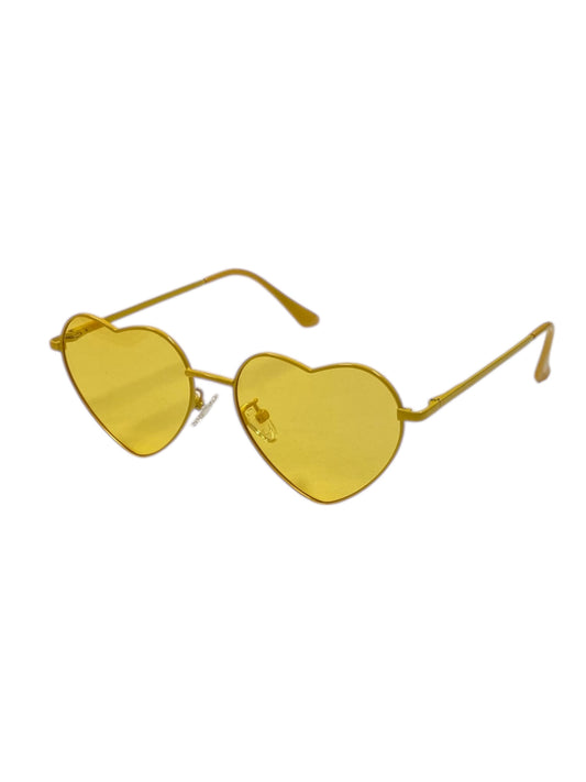 Yellow Fashion Heart Glasses