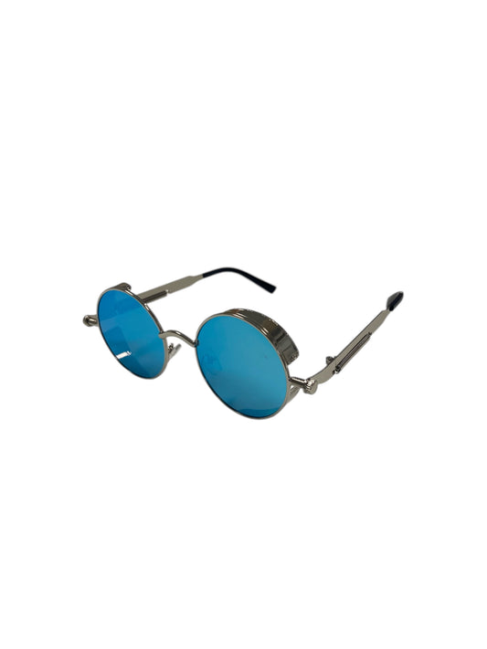 Light Blue Mirrored Steampunk Glasses