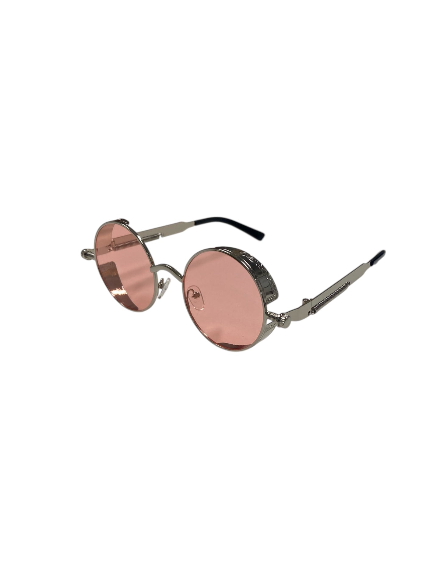 Rose Pink and Silver Steampunk Glasses