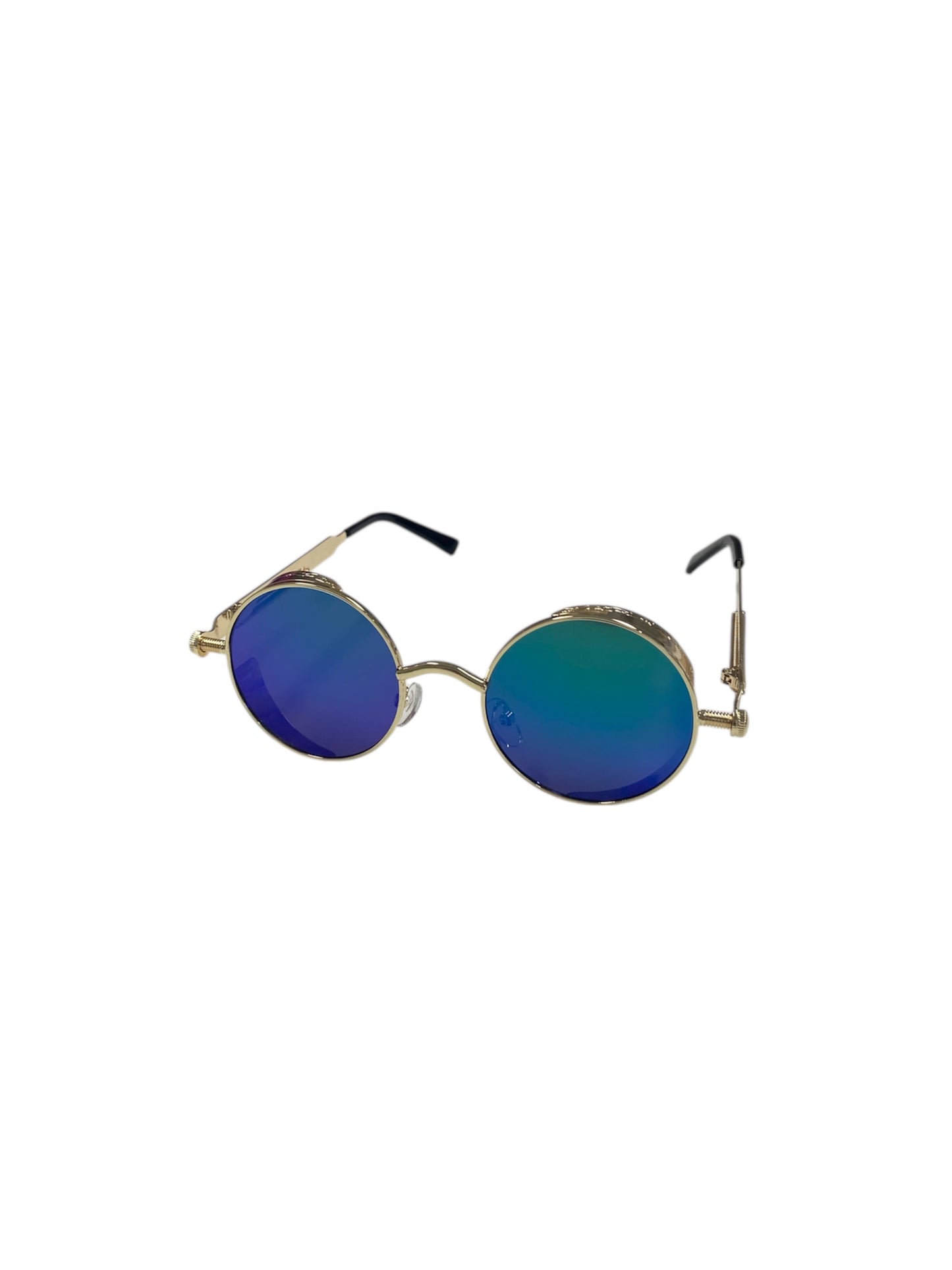 Sea Green Mirrored Gold Steampunk Glasses