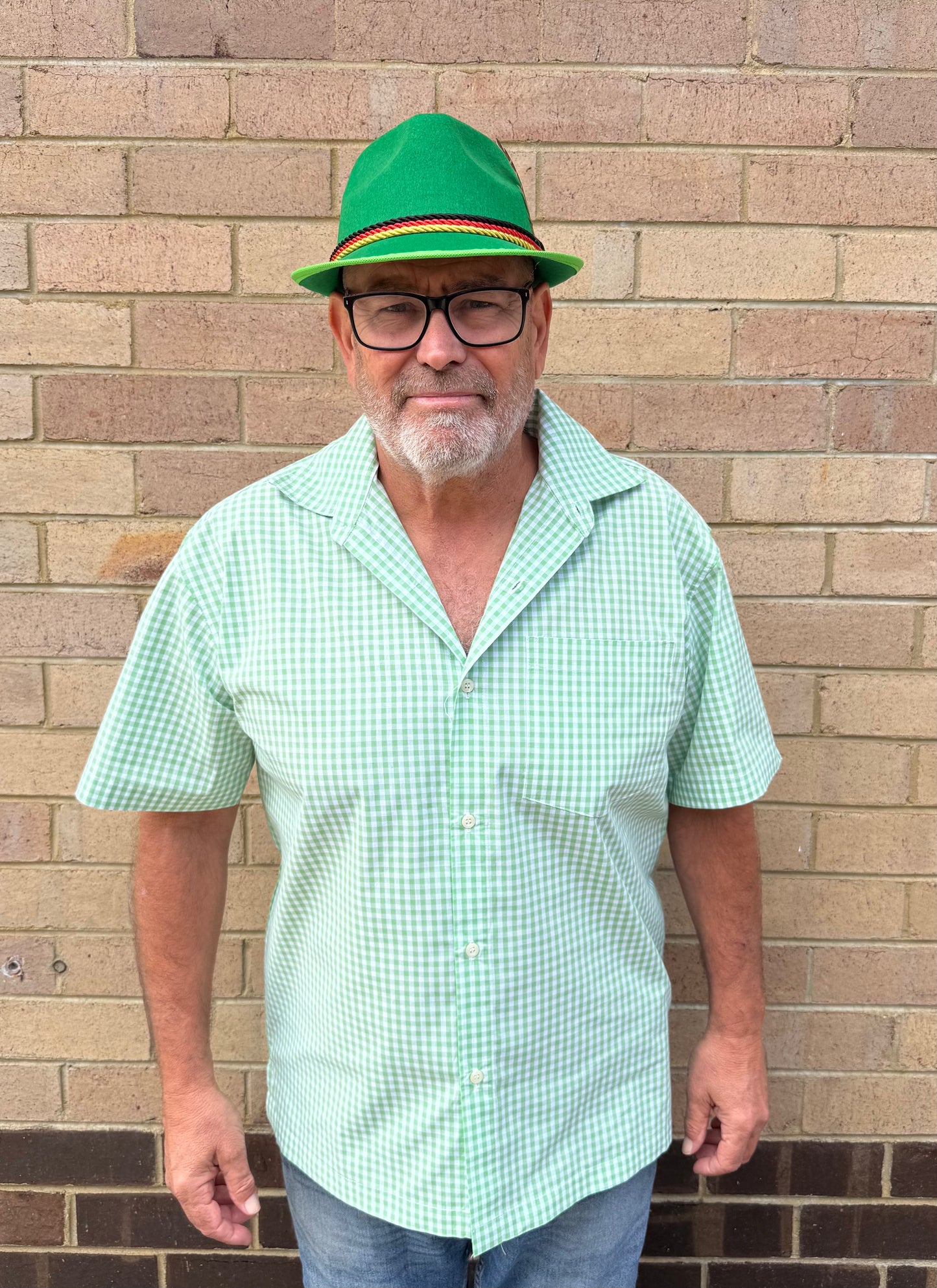 Green Checked Short Sleeve Shirt