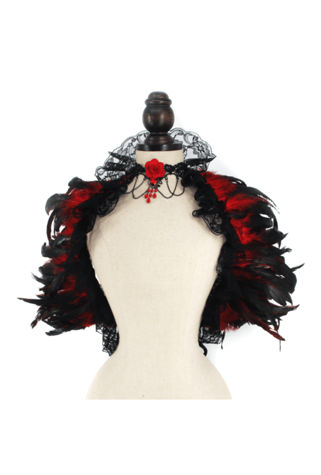 Victorian Gothic Red Feather Shawl