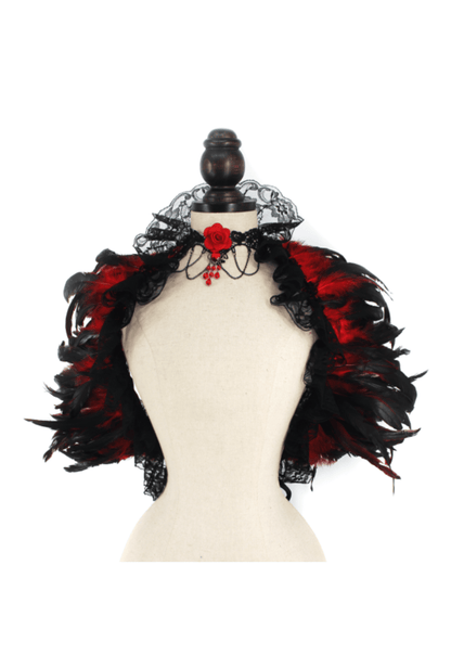 Victorian Gothic Red Feather Shawl