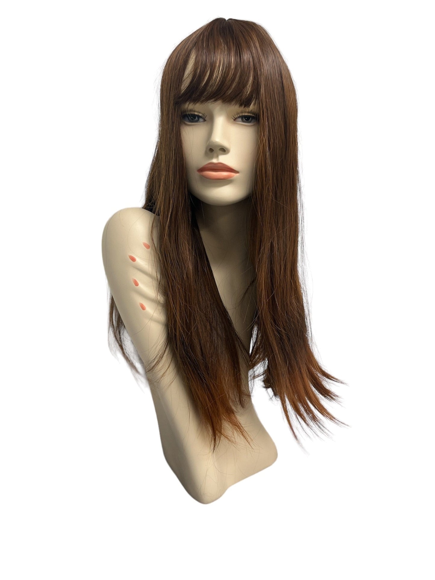 Deluxe Mid Brown Straight Wig with Bangs