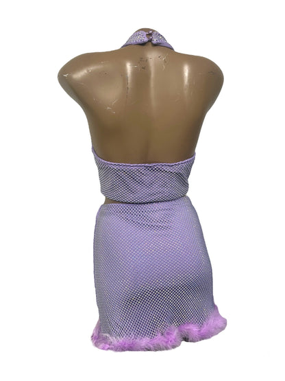 Lilac Rhinestone Mesh Halter