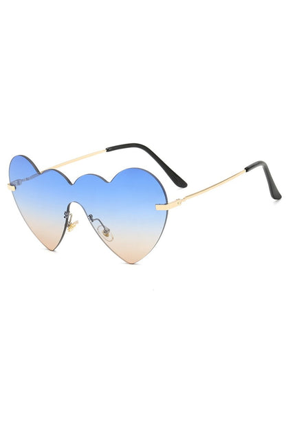 Blue to Yellow Gradient Frameless Heart Glasses