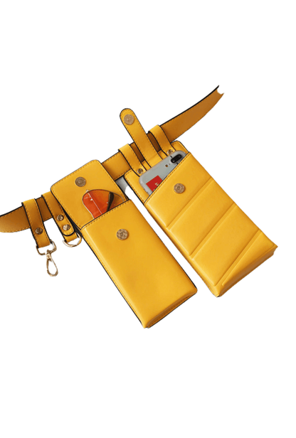 Mustard Yellow Leather Twin Pouch Belt