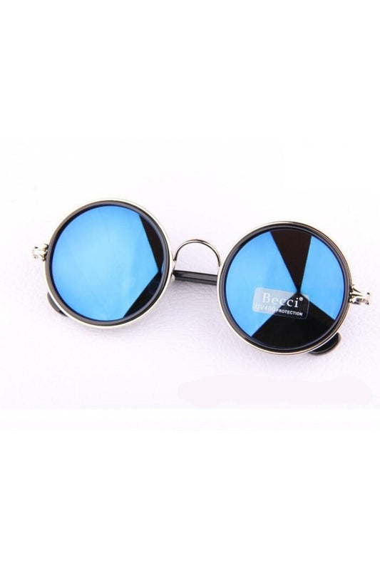 Blue Round Steampunk Glasses