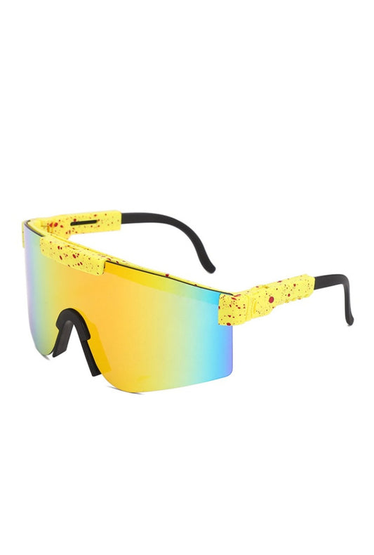Reflective Rainbow & Yellow Flat Top Sunglasses