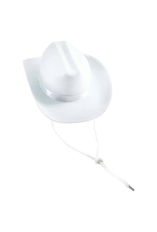 White Felt Cowboy Hat With Trim