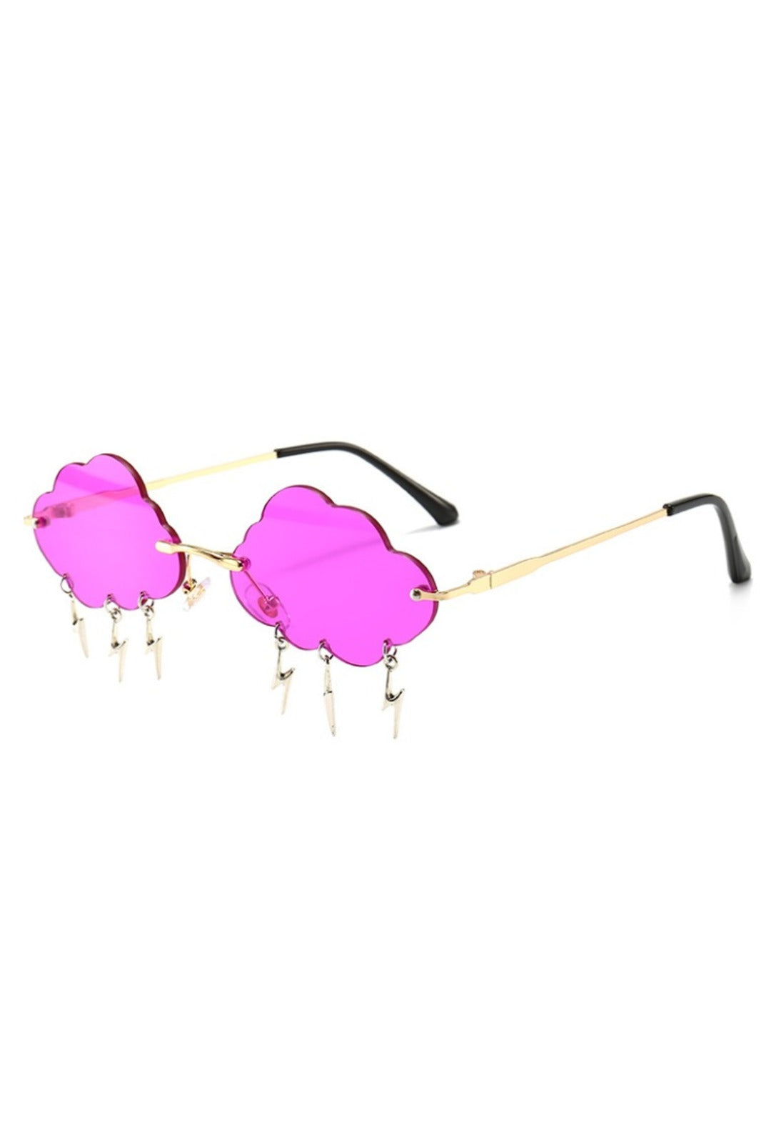 Hot Pink Cloud & Lightning Fashion Glasses