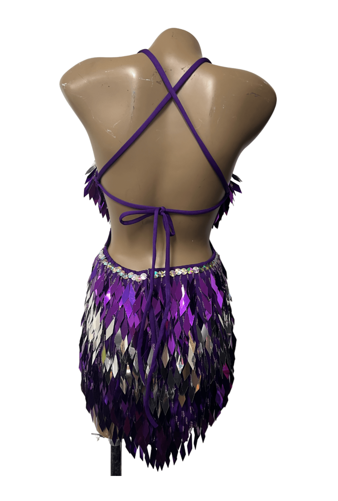 Purple & Silver Diamond Sequin Festival Dress
