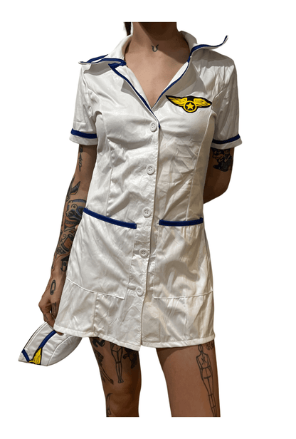 Sexy White Air Hostess Dress Set