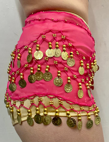 Red Bellydance Gold Coin Belt