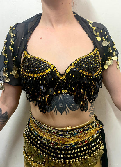 White Bellydance Gold Coin Belt