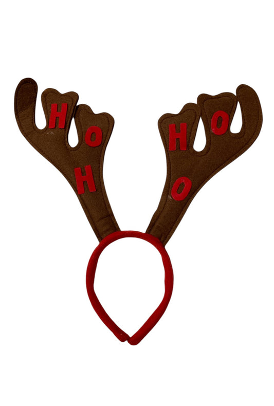 Brown Reindeer Antler Ho Ho Ho Headband