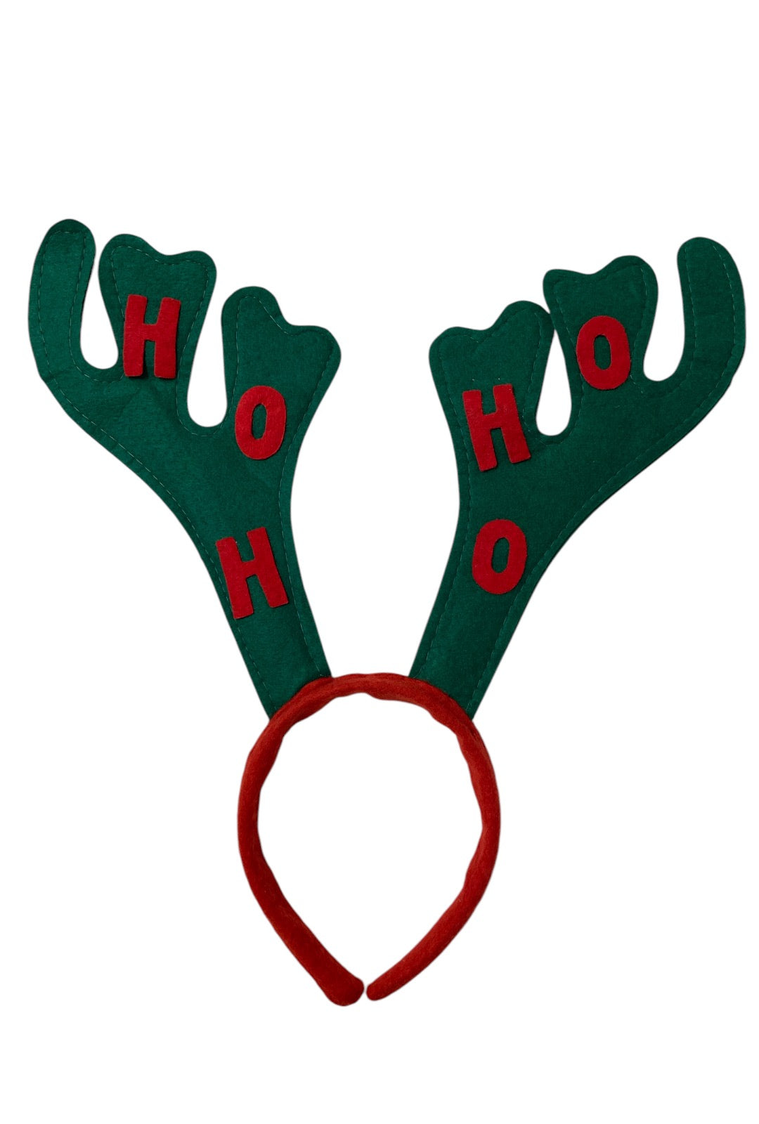 Green Reindeer Antler Ho Ho Ho Headband