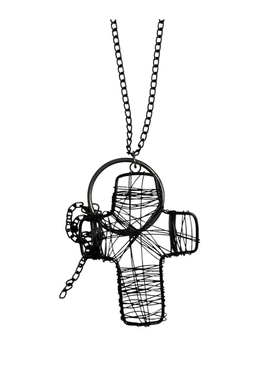 Black Wire Cross Necklace