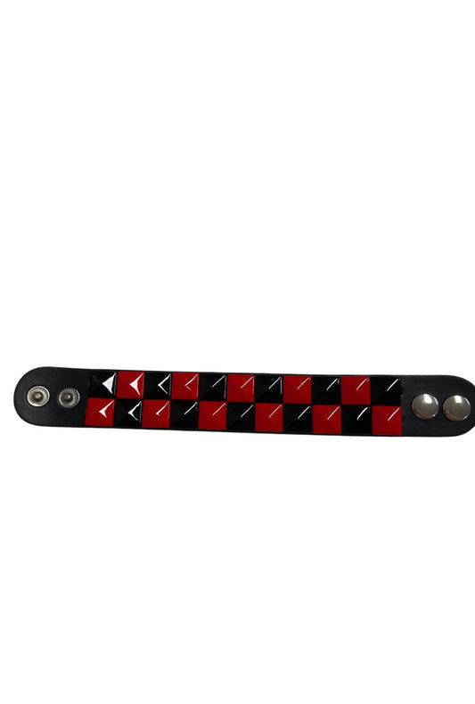 Medium Stud Wrist Cuff - Black & Red