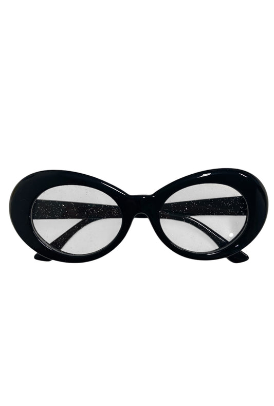 Black Glitter Cobain Style Glasses