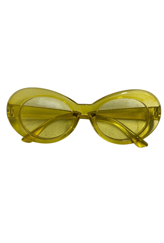 Yellow Glitter Cobain Style Glasses