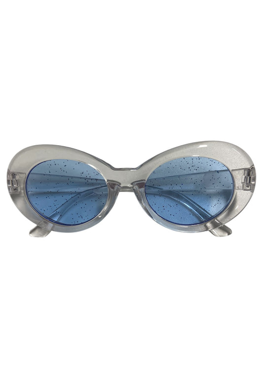 Blue Glitter Cobain Style Glasses