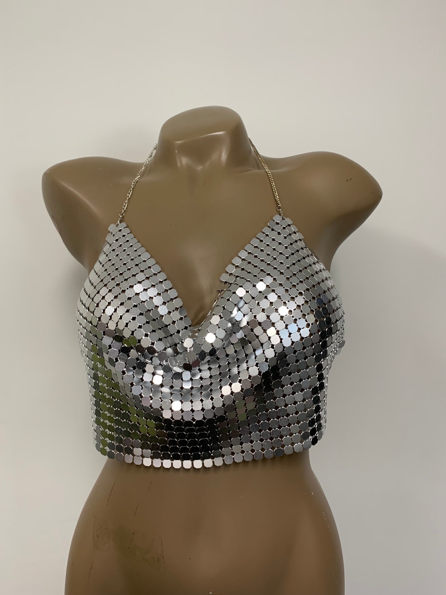 Silver Rectangle Metal Mesh Top