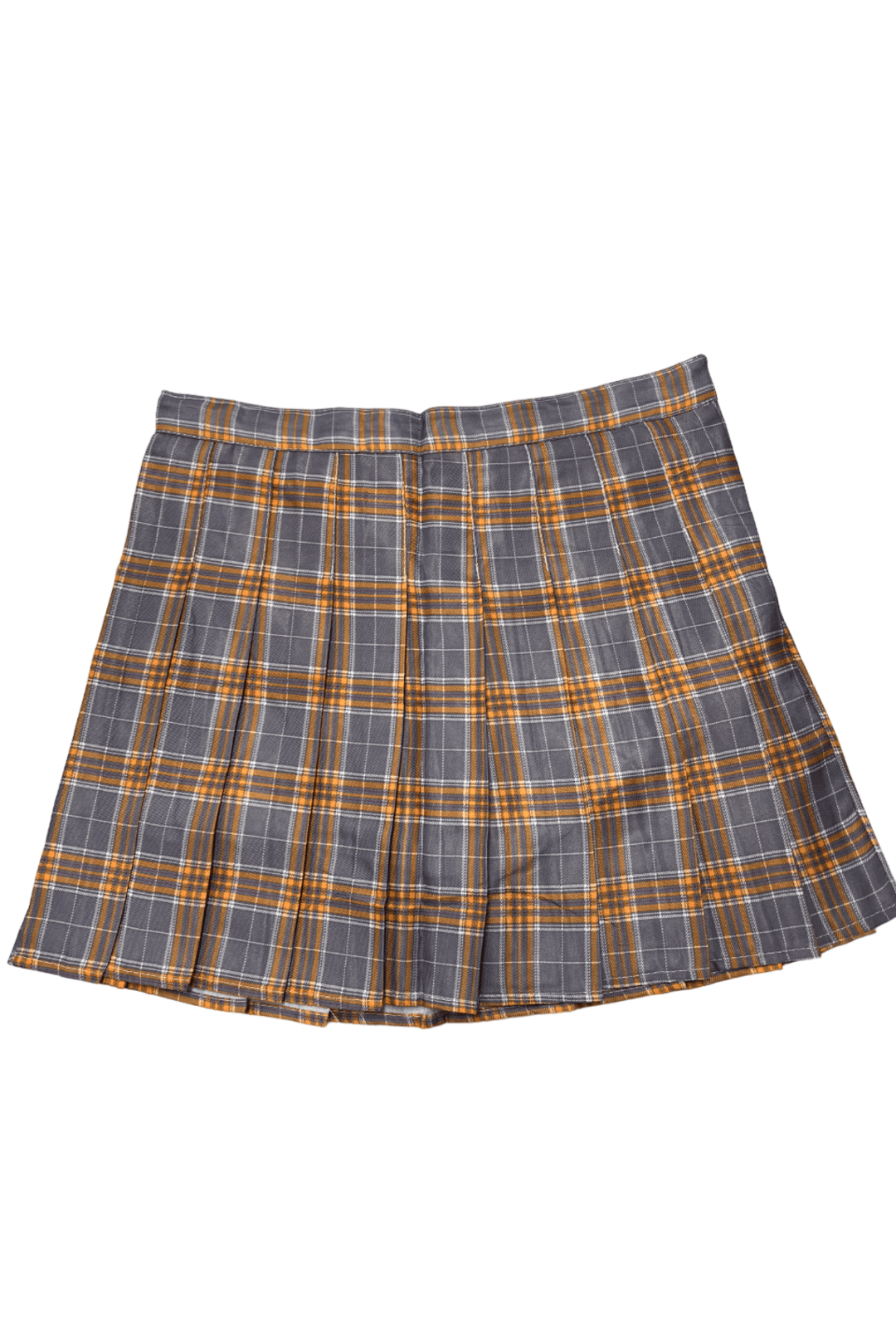 Grey & Orange Tartan Pleat Skirt