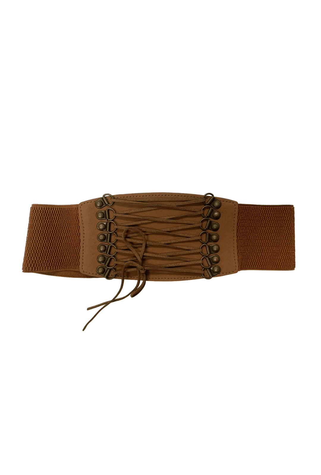 Suede Tan Lace-Up Corset Belt