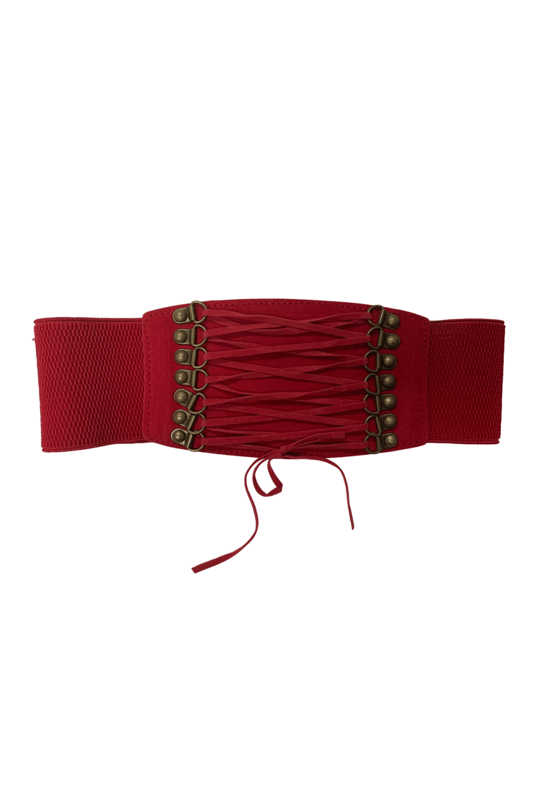 Suede Red Lace-Up Corset Belt