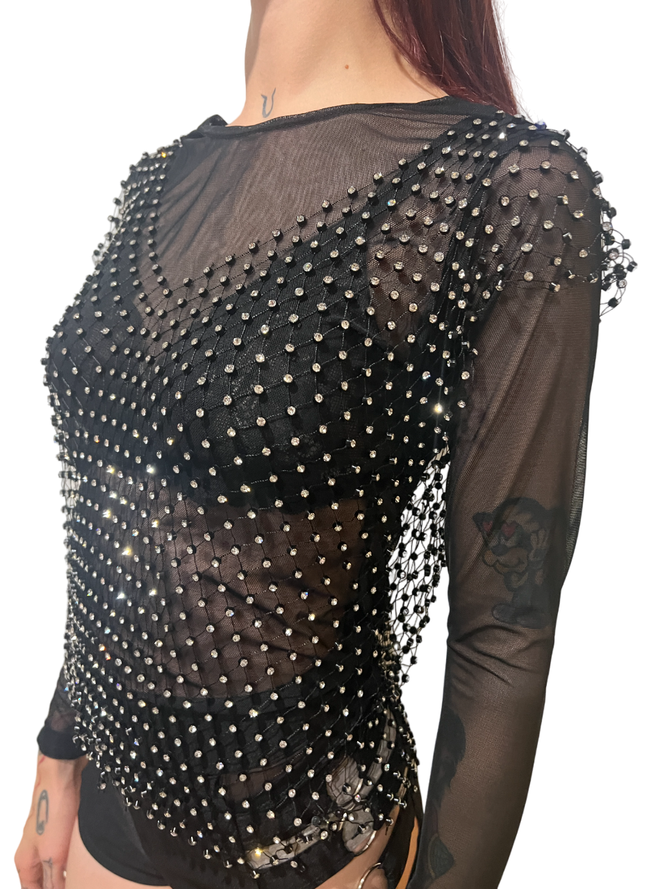 V Top Accessory Black Crystal Mesh V Top Perth | Hurly-Burly