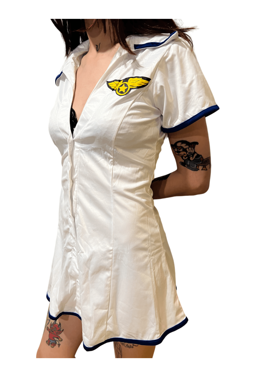 Sexy White Air Hostess Dress Set