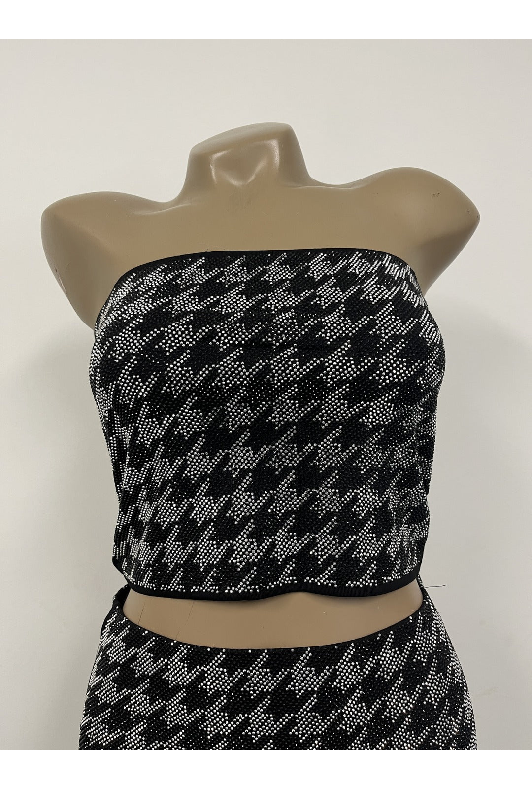 Houndstooth Rhinestone Bandeau Top