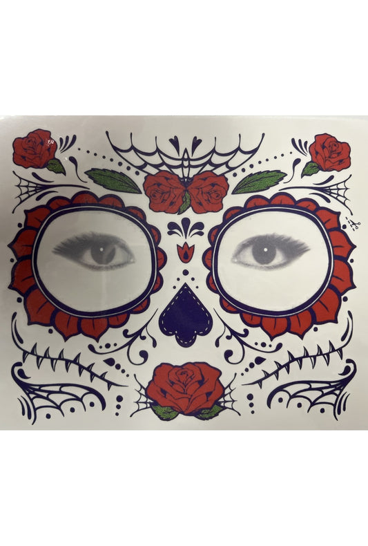 Day of the Dead Temporary Tattoo - Red Rose
