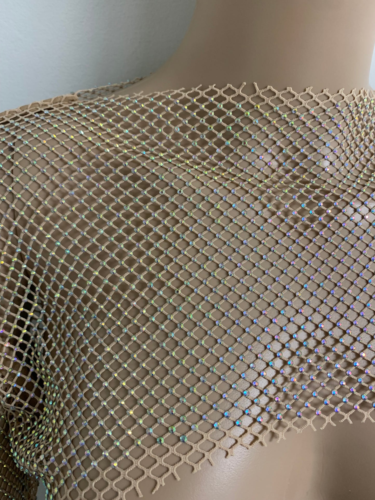 Tan Crystal Ultra-Cropped Shrug Top