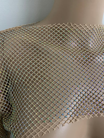 Tan Crystal Ultra-Cropped Shrug Top