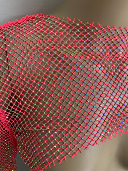 Neon Pink Crystal Ultra-Cropped Shrug Top