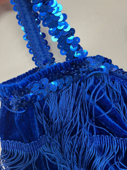 Blue 1920's Velvet Flapper Dress