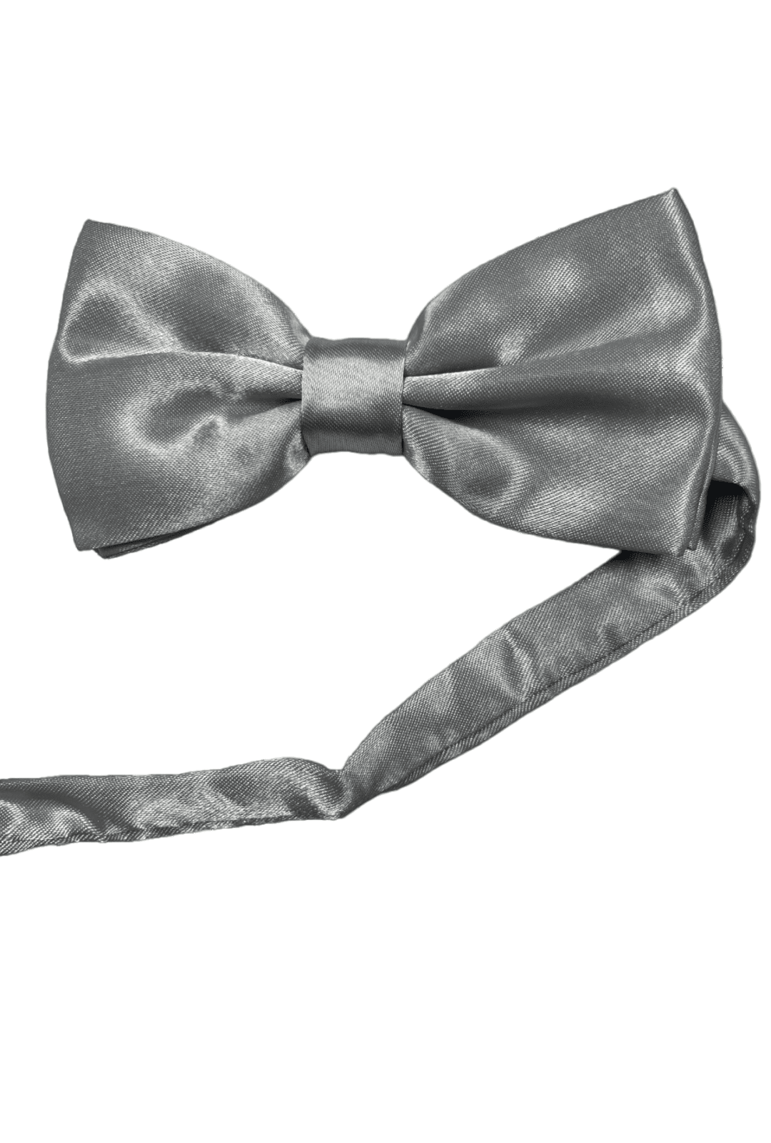 Silver Satin Pre-Tied Bow Tie