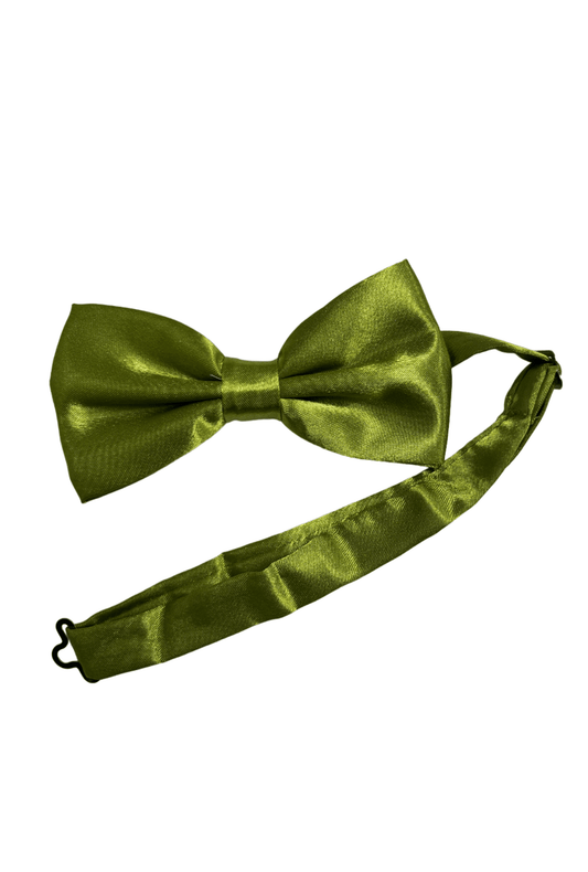 Olive Green Satin Pre-Tied Bow Tie