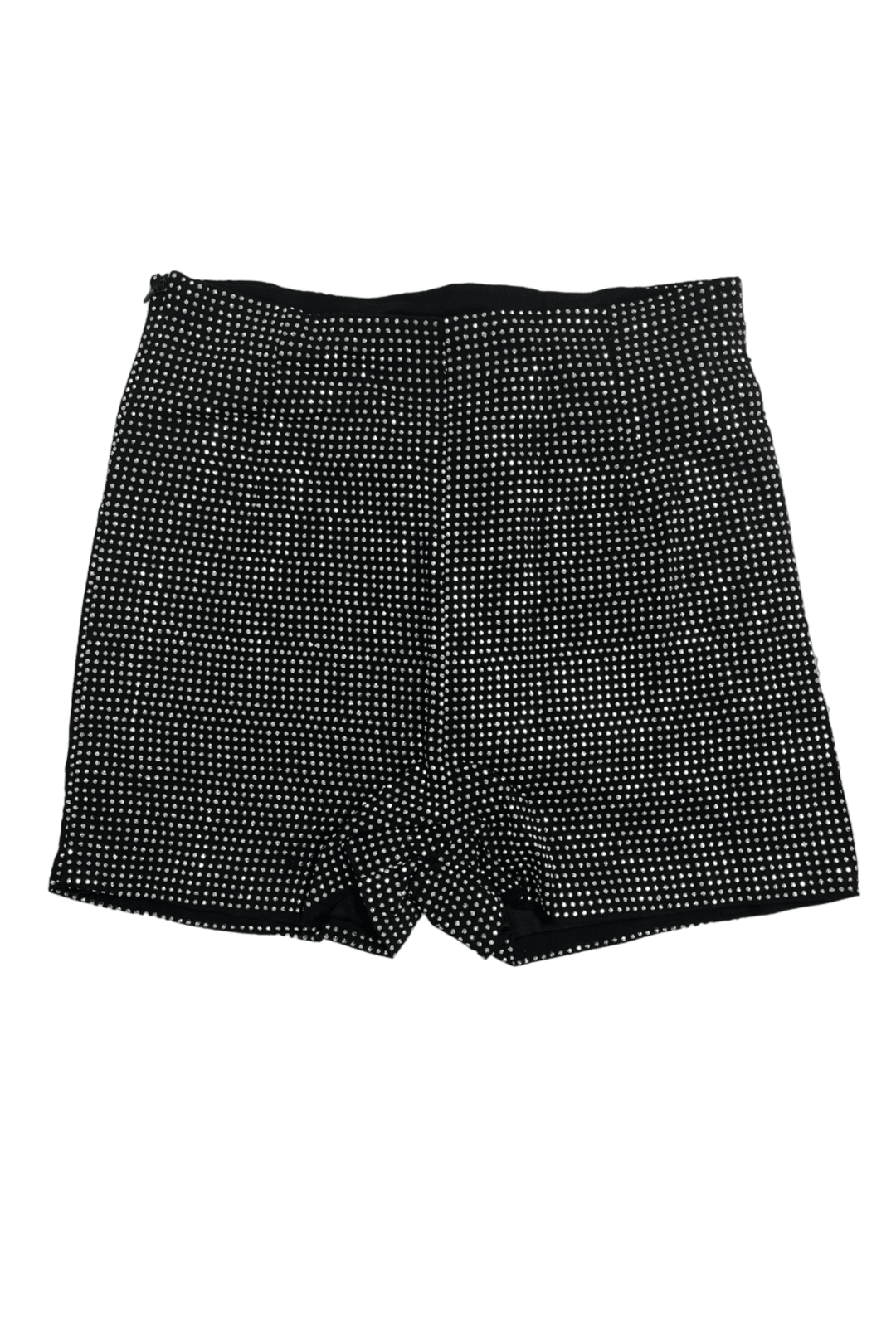 Silver on Black High Waist Rhinestone Booty Shorts