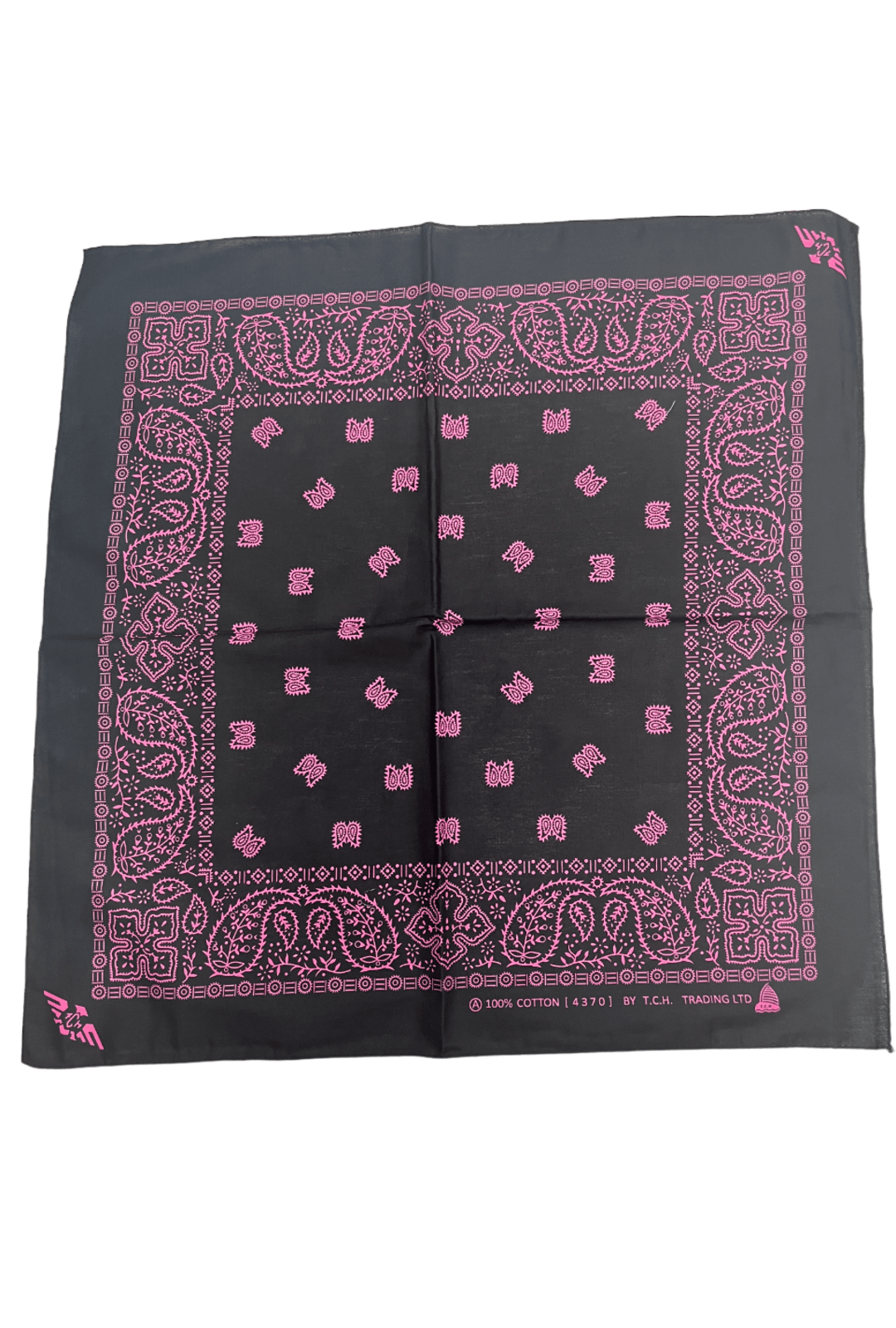 Black with Hot Pink Print Bandana