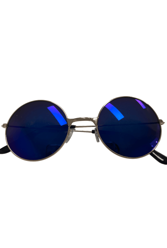 Blue Reflective Round Glasses